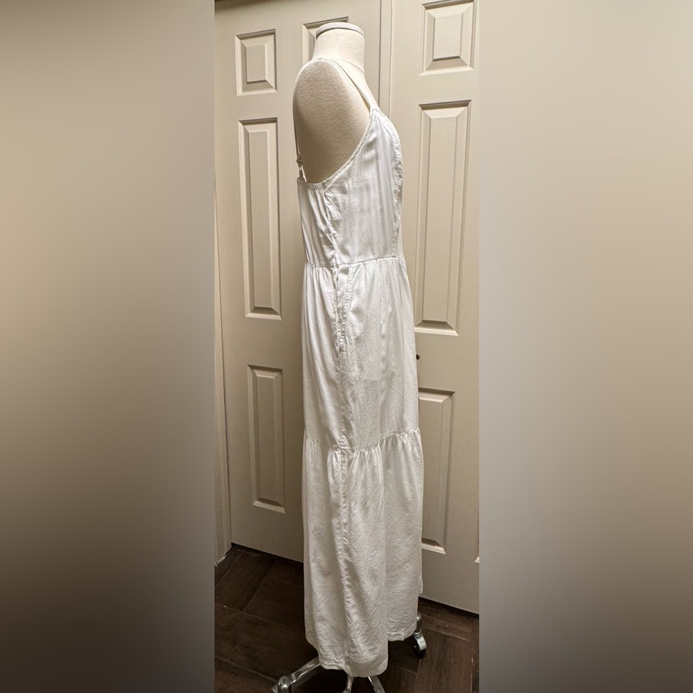 Old Navy 100% Cotton white maxi dress CAMI style lined w/adjustable straps LARGE - Picture 6 of 11